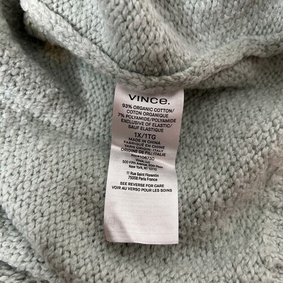VINCE Knit Sweater Womens Size 1X Mint Green Organic Cotton Winter Fuzzy Cozy - Picture 6 of 6